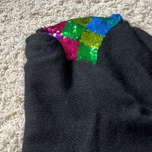 Vintage 90s Black Angora Blend Sequin Pullover Sweater Shoulder Pads Size S - Picture 14 of 14